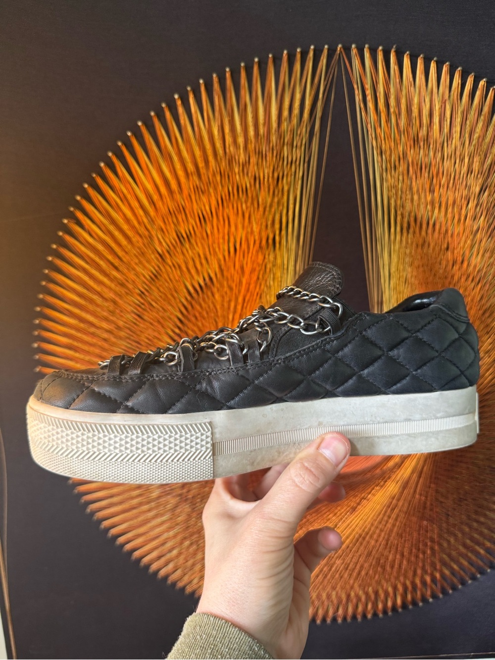 Ash Quilted Leather Chain Jewel Bis Platform Sneaker 39 - Picture 4 of 13